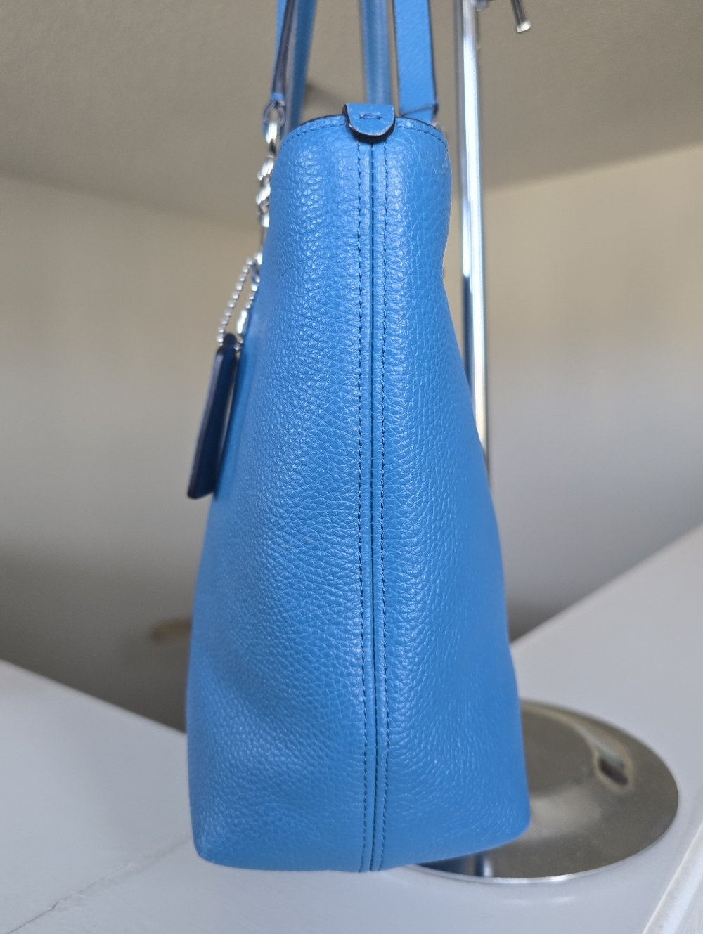 Coach Sophia Small Tote Bright Blue Pebbled Leather 💙 & Silver Hardware #36604 - Picture 4 of 14